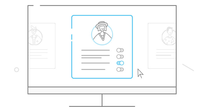 A minimalist, line art illustration of a computer monitor.